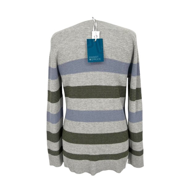 Market & Spruce Striped Boatneck Sweater Gray Lavender Olive Green Size 3X NWT - Picture 6 of 11